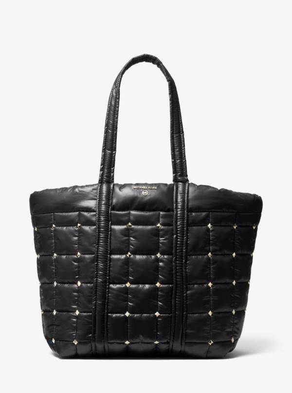 Damske Prenosná Taška Michael Kors Stirling Extra-Large Studded Quilted Recycled Polyester Čierne - Kabelky Michael Kors Outlet | NOUWX-8905